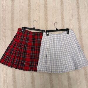 Brandy Melville Red and White Plaid Skater Skirts